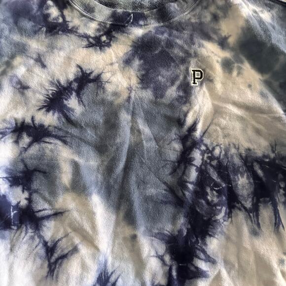 Victoria's Secret PINK Tie-Dye Blue Cropped Drawstring Sweatshirt Medium - Picture 2 of 4